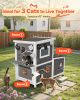Outdoor Cat House, 2-Story Wooden Cat Shelter for 3 Outside Cats in Winter, Elevated Feral Kitty Shelter with Stairs, Clear Window & Flap Doors