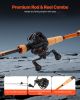 Rod and Fishing Reel Combo, IM7 Carbon Fiber Baitcasting Rod and Reel Combo, Bass Fishing Pole with 7+1 BB System, 7.0:1 Gear Ratio, Cork Handle